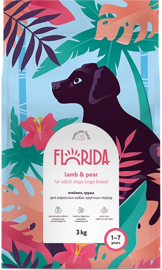 Корм сухой для собак крупных пород FLORIDA Ягненок, груша (3 кг)