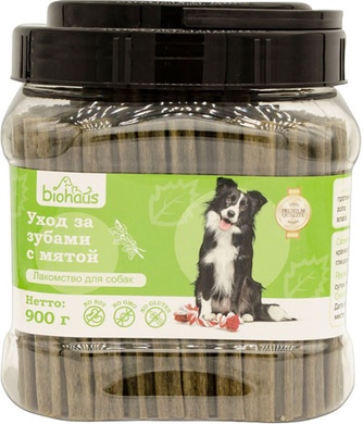 Лакомство для собак BIOHAUS уход за зубами с мятой (900 г)