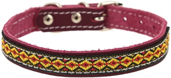 Ошейник кожаный для собак КАСКАД с тесьмой (12 мм*24-28 см)