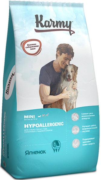 Корм сухой для взрослых собак мелких пород KARMY Hypoallergenic Mini гипоаллергенный Ягненок (10 кг)