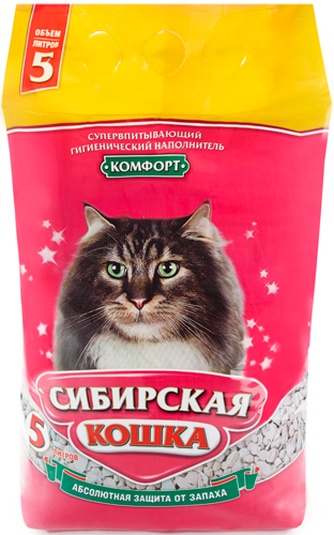Наполнитель впитывающий бентонитовый для кошек СИБИРСКАЯ КОШКА Комфорт (5 л)