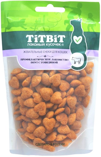 Лакомство для кошек TITBIT Лакомый кусочек Dent Снек говядина (40 г)