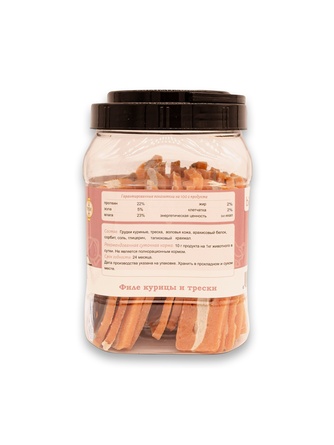 Лакомство для собак BIOHAUS филе курицы и трески (750 г)