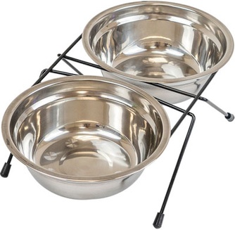 Подставка с мисками для кошек и собак ECO напольная черная (2 шт/700 мл)