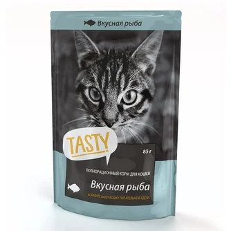 Корм влажный для кошек TASTY с рыбой в желе (85 г)