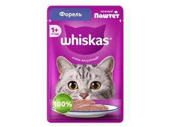 Корм влажный для взрослых кошек WHISKAS паштет с форелью (75 г)