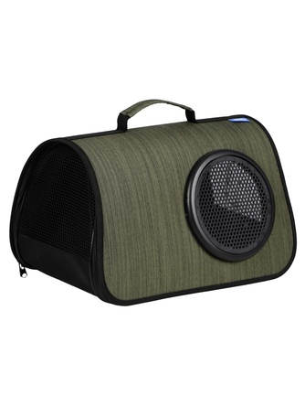 Сумка-переноска для кошек и собак RICH BREED MYJET иллюминатор/сетка, хаки лайн (M/40*25*25 см)