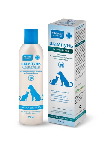 Шампунь для животных PCHELODAR антигрибковый с кетоконазолом 2% (250 мл)