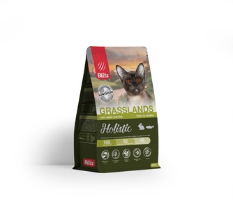 Корм сухой для взрослых кошек BLITZ Holistic Grasslands с кроликом и рыбой (400 г)