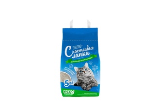 Наполнитель комкующийся бентонитовый для кошек СЧАСТЛИВЫЕ ЛАПКИ Эконом (5 кг)