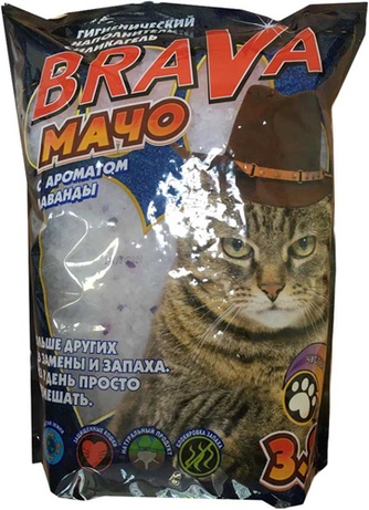 Наполнитель впитывающий силикагелевый для кошек BRAVA Мачо лаванда (3,8 л)