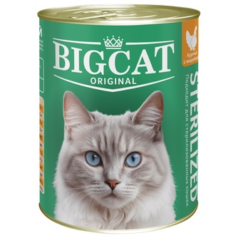 Корм влажный для стерилизованных кошек ЗООГУРМАН Big Cat Sterilized кусочки в желе курица с индейкой (350 г)