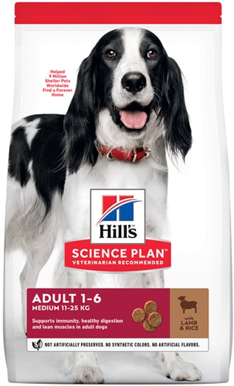 Корм сухой для собак средних пород HILL'S Science Plan Adult Medium Ягненок и рис (2,5 кг)