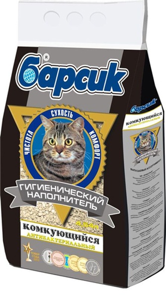 Наполнитель комкующийся бентонитовый для кошек БАРСИК (4,54 л)