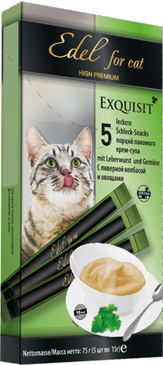 Лакомство для кошек EDEL CAT крем-суп ливерная колбаса, овощи (5 шт)