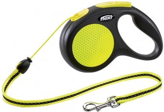 Рулетка для собак до 20 кг FLEXI Neon Reflect черная (М/5 м)
