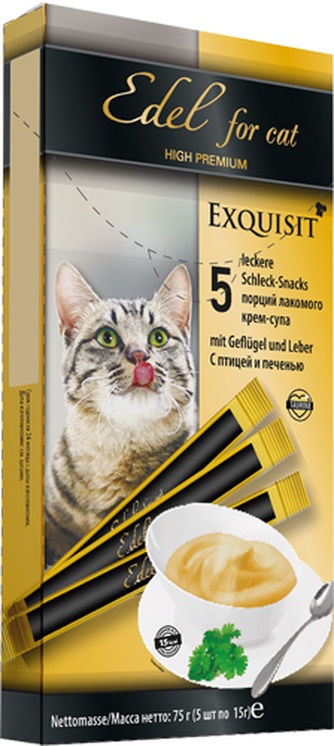 Лакомство для кошек EDEL CAT крем-суп птица, печень (5 шт)