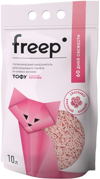 Наполнитель комкующийся соевый для кошек FREEP Тофу с ароматом персика (10 л)