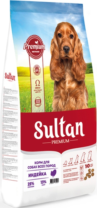Корм сухой для собак SULTAN Premium с индейкой (10 кг)