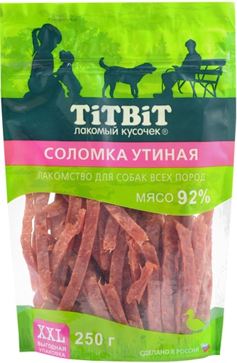 Лакомство для собак мелких пород TITBIT Соломка утиная (250 г)