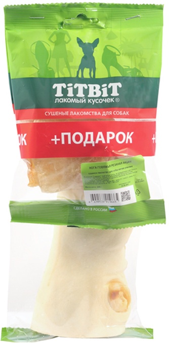 Лакомство для собак мелких пород TITBIT Лакомый кусочек Нога говядина резаная (449 г)