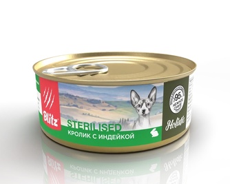 Корм влажный для кошек BLITZ Holistic Sterilised суфле с кроликом и индейкой (100 г)