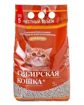 Наполнитель впитывающий диатомитовый для котят СИБИРСКАЯ КОШКА (5 л)