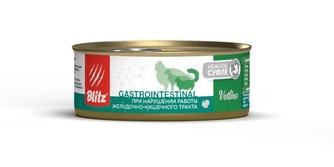 Корм влажный для кошек BLITZ Vetline Gastrointestinal при нарушении работы желудочно-кишечного тракта суфле с индейкой (100 г)