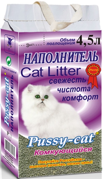 Наполнитель комкующийся бентонитовый для кошек PUSSY-CAT Cat Litter (4,5 л/3,4 кг)