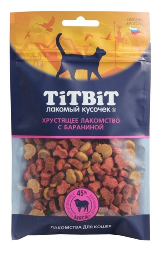 Лакомство для кошек TITBIT Лакомый кусочек Хрустящее с  бараниной (60 г)