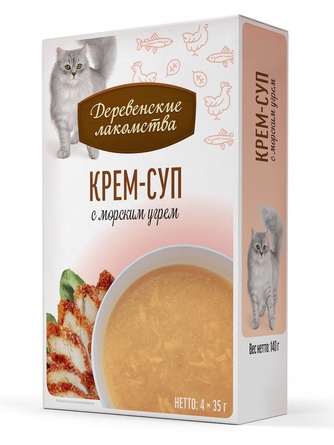 Лакомство для кошек ДЕРЕВЕНСКИЕ ЛАКОМСТВА Крем-суп с морским угрём (4 шт/35 г)