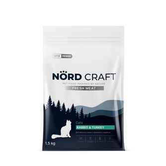 Корм сухой для стерилизованных и кастрированных кошек NORD CRAFT Fresh Meat с кроликом и индейкой (1,5 кг)