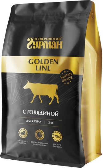 Корм сухой для собак ЧЕТВЕРОНОГИЙ ГУРМАН Golden Line с Говядиной (2 кг)