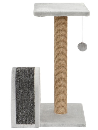 Когтеточка-столбик для кошек RICH BREED + дуга + площадка, джут, ковролин, светло-серый (35*30*56 см)