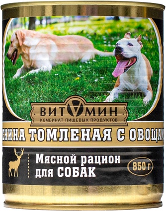Корм влажный для собак ВИТАМИН Оленина томленая с овощами (850 г)