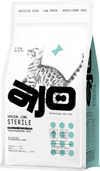 Корм сухой для стерилизованных кошек AJO Sterile (1,5 кг)