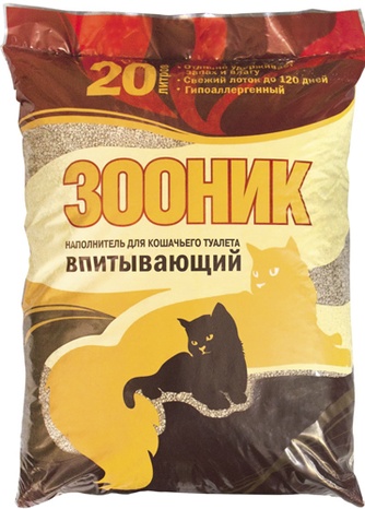 Наполнитель впитывающий бентонитовый для кошек ЗООНИК (20 л)