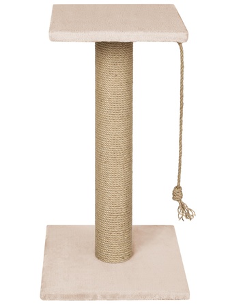 Когтеточка для кошек RICH BREED средний и толстый столбик с площадкой, джут, бежевый (35*35*64 см)