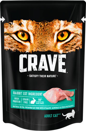 Корм влажный для взрослых кошек CRAVE Adult Cat с кроликом (70 г)