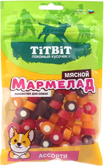 Лакомство для собак TITBIT мармелад мясной ассорти (120 г)