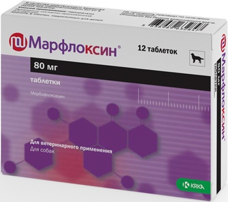 Таблетки для кошек и собак KRKA Марфлоксин 80 мг со вкусом мяса (10 таб)