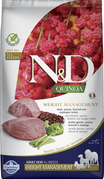 Корм сухой для собак FARMINA N&D QUINOA для поддержки пищеварения, ягненок, киноа, беззерновой (2,5 кг)