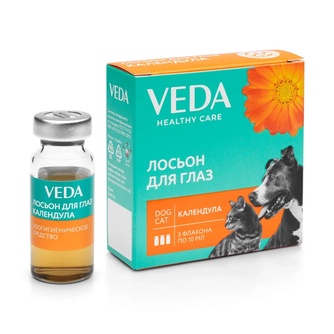 Лосьон для кошек и собак VEDA Календула для глаз (10 мл/3 флакона)