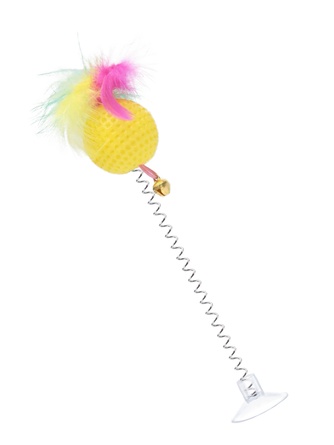 Игрушка для кошек RICH BREED Дразнилка на пружине с присоской Шарик с пером (23 см)