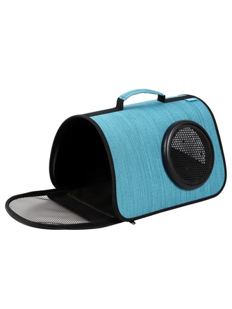 Сумка-переноска для кошек и собак RICH BREED MYJET иллюминатор/сетка, голубая лайн (M/40*25*25 см)