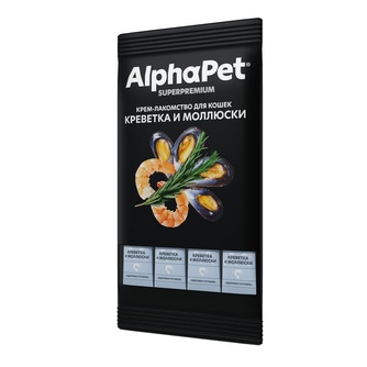 Лакомство для кошек ALPHAPET Superpremium Крем-лакомство Креветка и молюски (48 г)