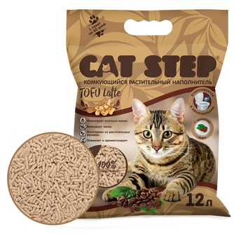 Наполнитель комкующийся растительный для кошек CAT STEP TOFU Latte (12 л)