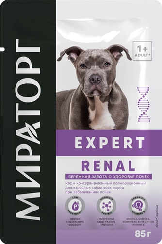 Корм влажный для собак МИРАТОРГ Expert Renal Бережная забота о здоровье почек (85 г)