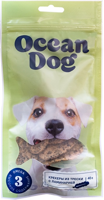 Лакомство для собак OCEANDOG крекеры с морской капустой и отрубями из трески (40 г)