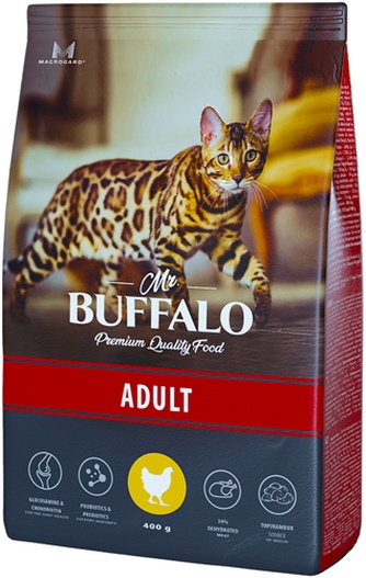 Корм сухой для взрослых кошек MR. BUFFALO Adult курица (0,4 кг)